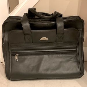 Samsonite expandable leather briefcase